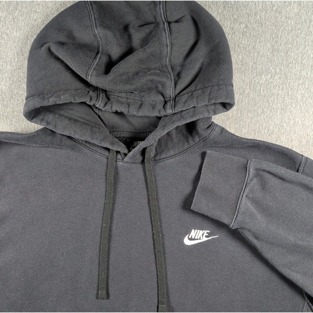 Nike Club Fleece Pullover Hoodie Men L Black Excellent BV2654-010 Swoosh Logo